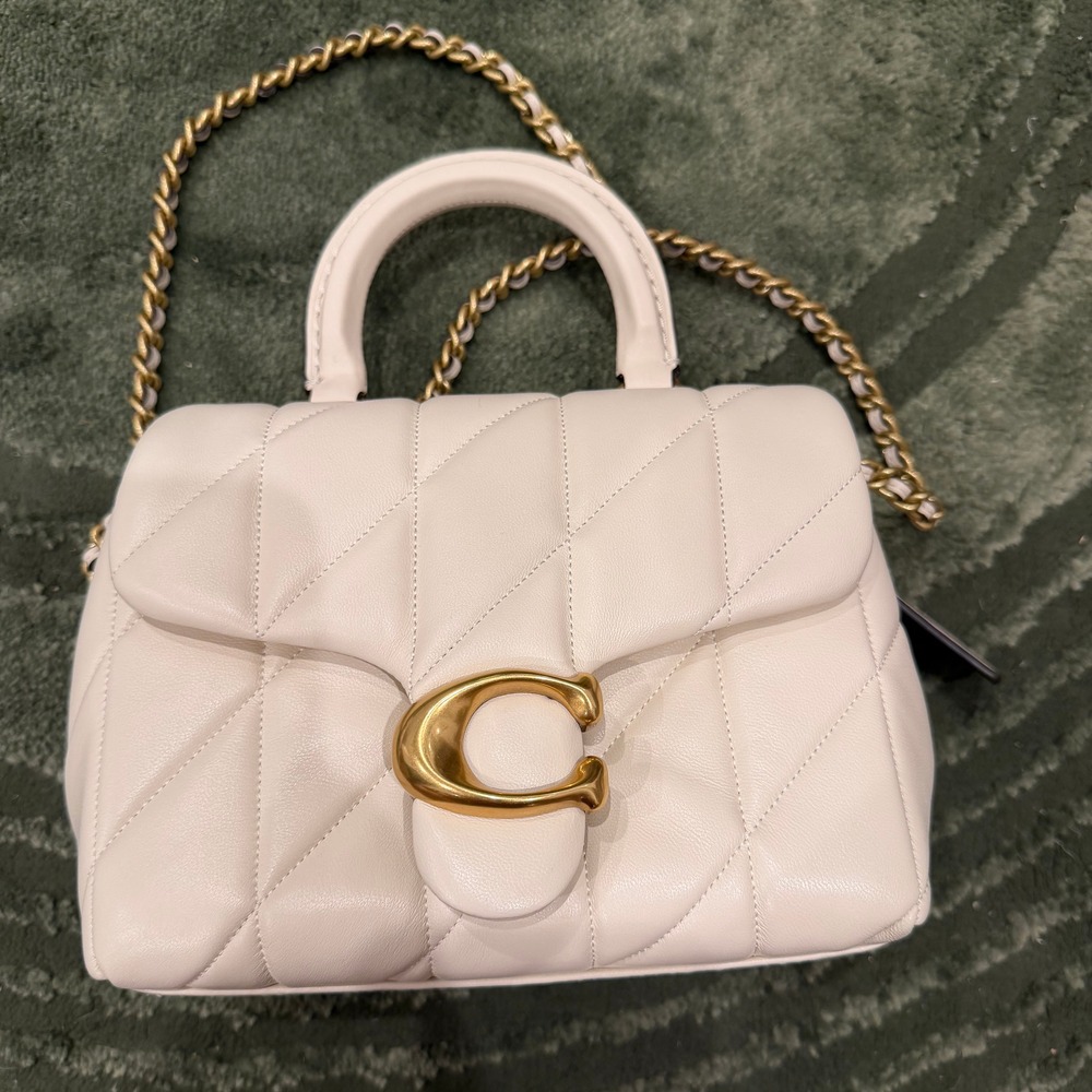 Coach Quilted Tabby Top Handle in Chalk